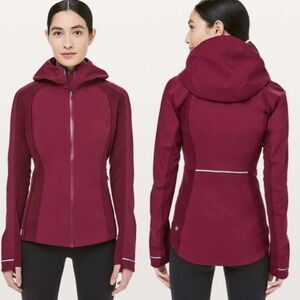 Lululemon Cross Chill Hooded Red Zip Up Waterproof Jacket